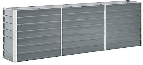 Myheimly Hochbeet Verzinkter Stahl Gartenbeet Pflanzbeet Frühbeet 240x40x77 cm Grau