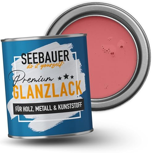 SEEBAUER diy Glanzlack Rot 375ml für Innen & Außen (No. 340 Red Wine) Möbelfarbe ohne Schleifen - Hybrid-Lack für Holz, Metall & Kunststoff - Holzlack, Möbellack hohe Deckkraft