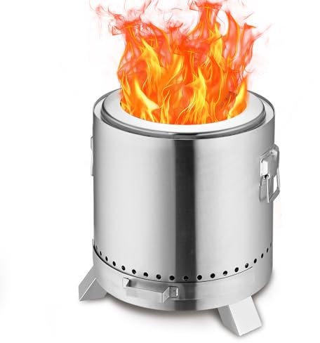 Mecent rauchfrei feuerschale mit grillplatte,feuerstelle Outdoor mit Abnehmbarer Aschepfanne und Ständer