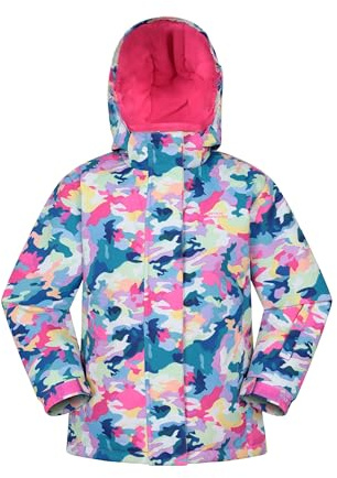 Mountain Warehouse Snowdrop Veste de ski pour enfants imprimée - imperméable, jupe pare-neige intégrée, capuche amovible - pour le snowboard, sports d'hiver, 13 ans