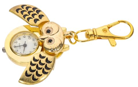 LIFKOME Eulen Taschenuhr Dekorative Taschenuhr Retro Klassische Vintage Uhr Eulen Schlüsselanhänger en Form Schlüsselanhänger Cartoon Legierung Golden