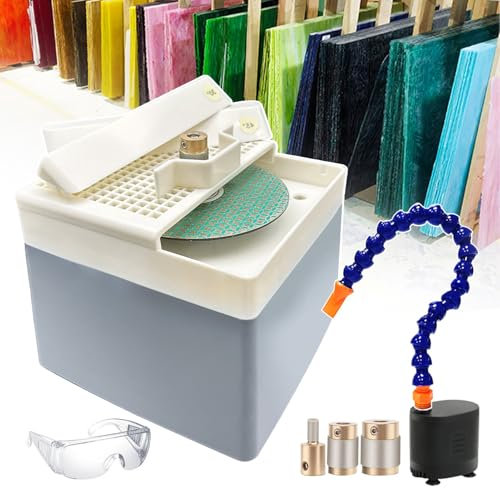 Amoladora Angular de Vidrio Profesional para pulir Curvas y ángulos, Amoladora de Vidrio para Bricolaje con Cabezal de Pulido de 1/4, 3/4 y 1 + Disco de Grano 180/240/360
