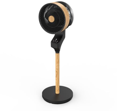 FABRILAMP Ventilador Pie Bizancio Negro/haya 50w 3velocidades 95x30x30 Oscilante,tactil Display,remoto Y Temporizador