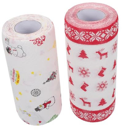 MAGICLULU 2rouleaux Papier Absorbant Alimentaire De Cuisine Papier Résistant Graisse à Motifs Noël Accessoires Pour Snacks Emballage Cuisson Pâtisserie Pâte à Frire Pour Pique- Et Usage Dome
