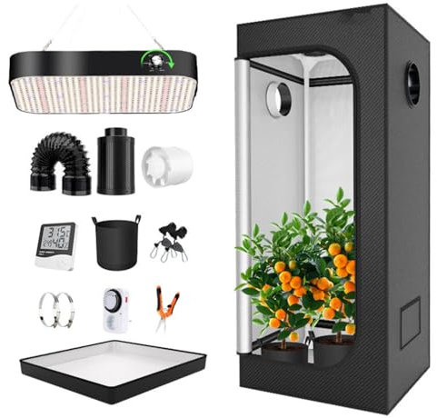 Kit completo de armario de cultivo interior regulable. Incluye ventana de observación, bolsa de herramientas y bandeja para el suelo, ideal para cocina, plantas y verduras.,70x70x160cm