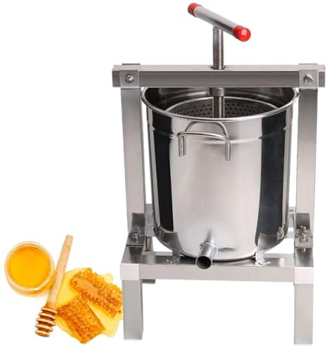 GESAIDES Pressoir à Fruits et à Vin en Acier Inoxydable de 10 L (2,6 Gal), Grand Presseur à Miel et à Fruits, Presse Manuelle en Forme de T, pour la Fabrication de Vin et de Jus