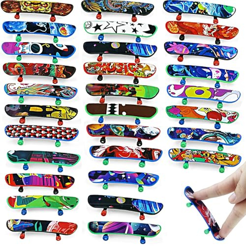 MAOSHYMS 30 Pezzi Mini Skateboard da Dita,Finger Skateboard Giocattolo,Mini Fingerboard Professionale per Bambini Festa Compleanno Festivals Regalino (Modello Casuale)