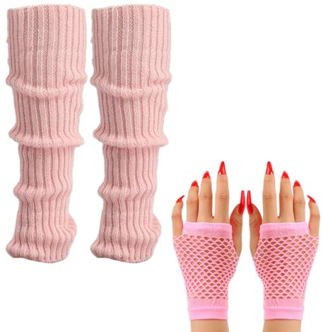 Neer Calentador de Piernas Acanalado Calcetines Años 80 Calentador de Tobillo de Botas Largas para Mujeres y Niñas Calentadores de Rodilla Calcetines