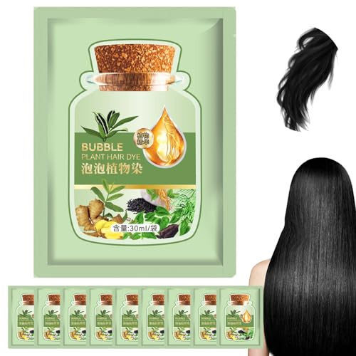 Natürliches Pflanzenhaarfarbstoff 10pcs langlebig erfrischend 30 ml Blasen Haarfarbe Blasenpflanze milde Fürsorge schnell färben, natürliches Schwarz