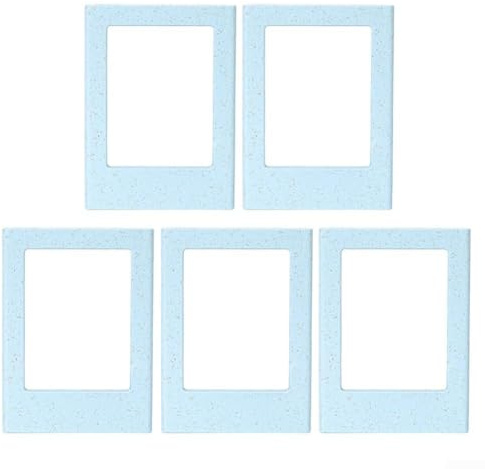 Set di 5 mini cornici magnetiche per foto con paglia cava, per foto da 7,6 cm, progettate per frigorifero o fissaggio in metallo (blu)