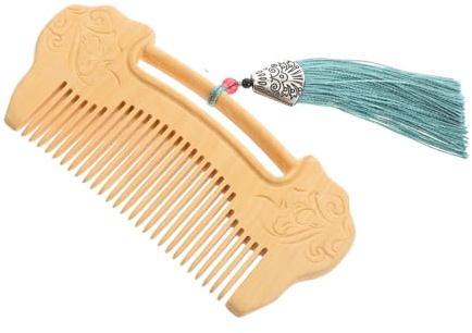 COLLBATH Wooden Comb Ruyi Lock Engraving Hand-polished from Natural Sandalwood for Hair and Beard Care Portable Design for Everyday Use
