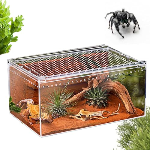 Acrylglas Terrarium für Springspinnen,Acryl Terrarium Für Reptilien,Behälter für Bartagamen und andere Echsen - Für Geckos Schlangen Frösche Chamäleons Bartagamen Schildkröten