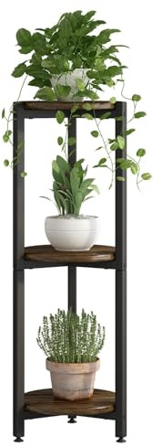 Dazioter blumenständer Pflanzenständer Metall, hoch,moderne Blumenaufbewahrung, Pflanzenregal für den Innenbereich Wohnzimmer, Balkon, Garten, Schwarz (Schwarz, 3 Etagen)