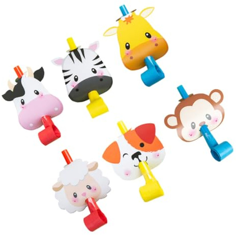 ERINGOGO Lot de 6 Sifflets en Plastique Colorés pour Fêtes D'anniversaire Garçon et Filles, Souffleurs de Fête Animaux Ludiques, Jouets Sonores pour Animation et Célébrations Scolaires