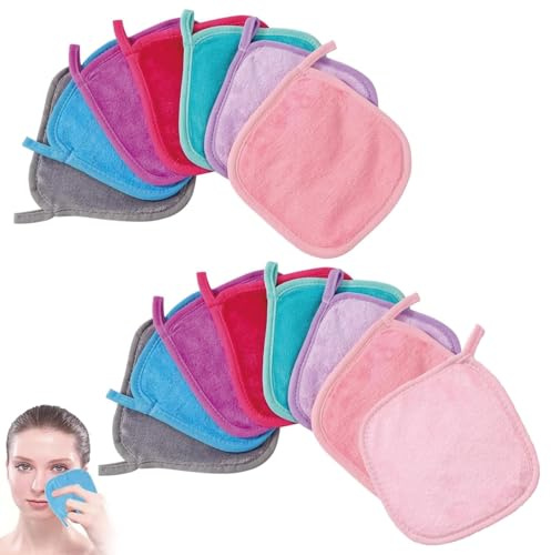 15 Stück Abschminkpads Waschbar 16 x 16 cm, Sanfte Abschminktücher für empfindliche Haut, Wiederverwendbare Abschminkpads,Ideal für Reisen und tägliche Gesichtsreinigung (7 Farben)