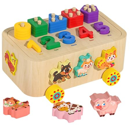 MERIGLARE Juguete Educativo para El Desarrollo Sensorial de Los Niños, Carrito de Bloques de Construcción para El Aprendizaje Temprano