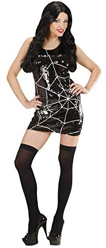 W WIDMANN MILANO Party Fashion - Pailletten Kleid, ärmelloses Etuikleid mit Glitzer, Damen Outfit für Party und Halloween