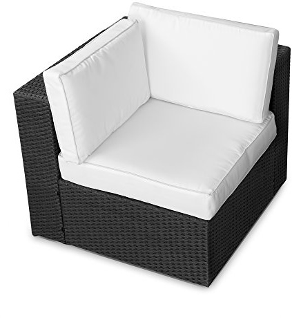 XINRO (1er Polyrattan Lounge Eck Sessel - Gartenmöbel Ecksessel Rattan - durch andere Polyrattan Lounge Gartenmöbel Elemente erweiterbar - In/Outdoor - handgeflochten - schwarz
