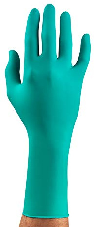 Ansell TouchNTuff 93-300 Nitril-Handschuhe, Chemikalien- und Flüssigkeitsschutz, Grün, Größe 8.5-9 (100 Handschuhe)