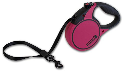 KONG ausrollbare Hundeleine Terrain I Pink I Lange Leine für Hunde I Hochwertige Rollleine mit Break & Lock System I Reflektierender & breiter Gurt I Länge 5 m I Größe M bis 30 kg