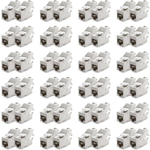 deleyCON 48x Módulo Keystone CAT 6a Jack STP Completamente Blindado Toma RJ45 Instalación Montaje Snap-IN 500Mhz 10GBit/s