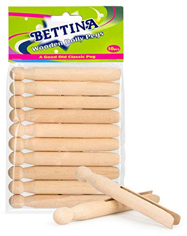 LND 10 Wooden Dolly Pegs