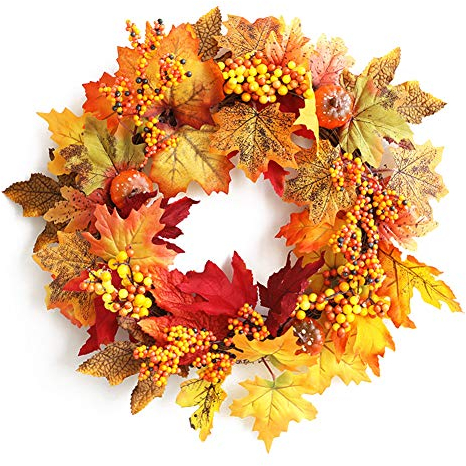 Vimmor Halloween Ahorn Blatt Kranz Tür Dekor Hängen Hängen Anhänger Simulation Girlande Weihnachtstür Ornament Künstlichen Kranz A