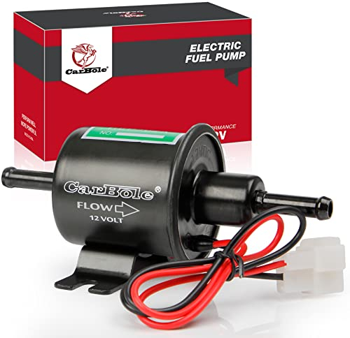 CarBole Universal Elektrisch Kraftstoffpumpe 12V,Benzinpumpe 2,5-4 PSI,Dieselpumpe,für Benzin und Diesel,mit Reines Kupfer,Hochwertige Leiterplatte (Schwarz)