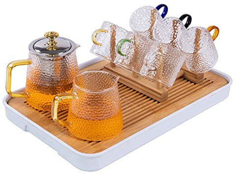 ZHANGZONG Service a The theiere avec infuseur theiere Porcelaine Tea Pot Service à thé en Verre Kungfu, Sert 6 invités Excellent décor coloré pour la Maison, Ensemble de Tasses à thé Chin