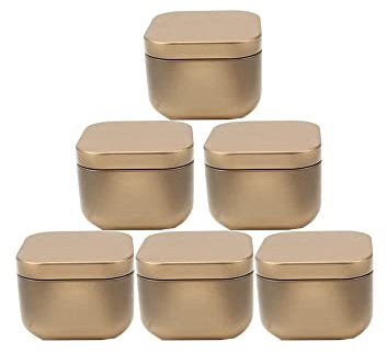 Pack of 10 Multi-Color Square Tinplate Tea Canisters - For Gift and Craft Use - Gold