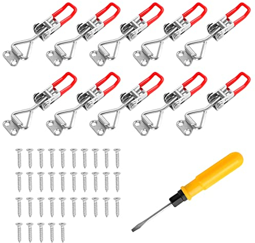 10 Stück Spannverschluss, Kistenverschluss mit Schrauben, Hebelverschluss Haltekraft 100kg, verstellbarer Schnellspanner Spannverschluss für Kisten, Schrank, Schublade