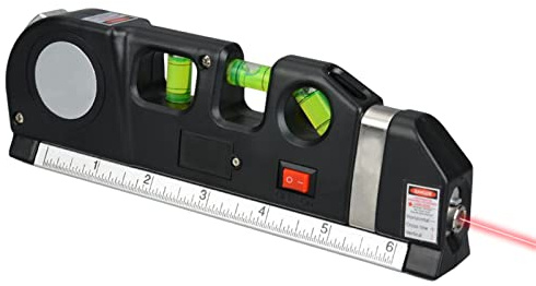 Laser Wasserwaage, 4-in-1-Lasermesswerkzeug Mehrzweck-Laserebene Mit Geistesniveaus, Maßband, Standard- Und Metrikbandlineal Für Bilderhängeschränke, Fliesenwände