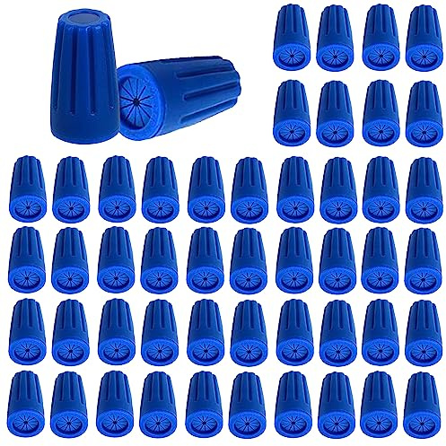 50PCS Waterproof Wire Electrical Connectors, Outdoor Seal Electrical Twist Nuts Caps Cable Terminal Connector for Landscape Light, Irrigation Valves, Wet Location Installation, 22AWG-12AWG, Blue