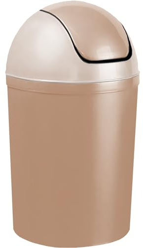 Home Centre Compact Plastic Swing Top Waste Bin 15 Litre Cappuccino House Office Bathroom Lobby Dustbin Convenient Flap Top Cylindrical Shape Hygienic Waste Disposal Versatile Daily Usage