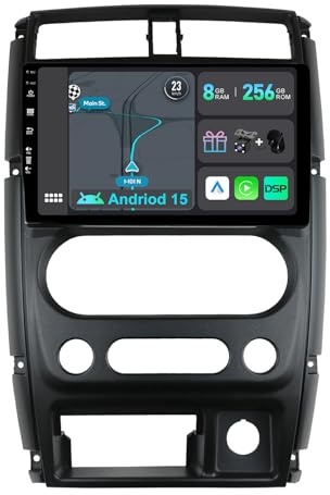YUNTX [8GB+256GB] Android 14 Autoradio per Suzuki Jimny（2007-2015)-[Incorporato Carplay/Android Auto/DSP/GPS]-9 Pollice IPS 2.5D Touch Screen-CAM+MIC-DAB/AHD Camera/Bluetooth 5.0/Mirror Link