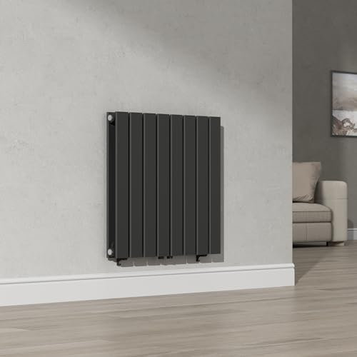 [neu.haus] Termosifone da Parete Radiatore Design Riscaldamento ad Acqua Calda Termoarredo a Pannello Doppio con Elementi Piatti 60 x 60 cm - Nero