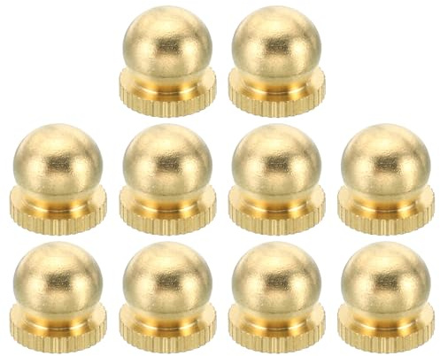 PATIKIL M6x1 Gewinde Messing Hutmuttern Knopf 10 Pack Lampe Endstück Dekoration Schraubkappen Mutter Griff Knauf Dekoration für Beleuchtung Möbel Kabinett 11mm