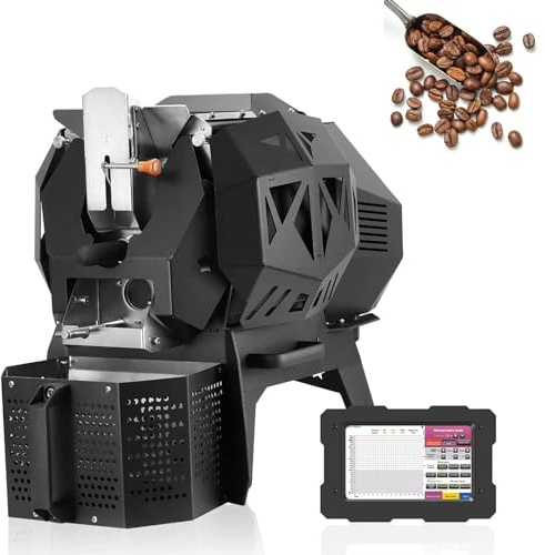 Commercial Coffee Roaster Machine, Automatic Electric industrial Coffee Bean Roaster Household Baking Roasting Machine, Independent cooling system, Temperature curve, touch screen, 400g ( Color : Blac