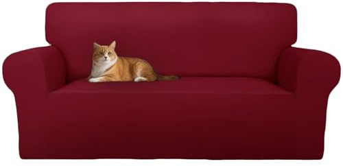 Cotopuro Sofa überzug 2 Sitzer (130-190cm) Stretch, Super Elastisch Sofabezug Mit Armlehnen,Kratzfester rutschfest Sofa Cover für Hunde Katzen und Haustiere, Weich und Bequem