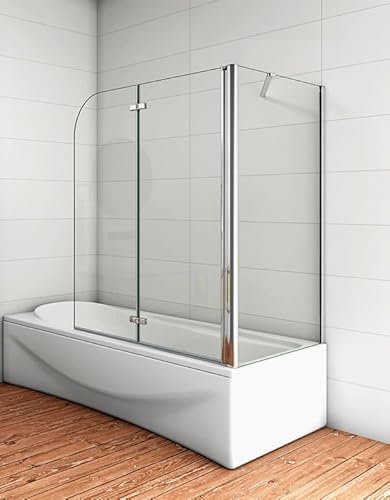 Aica Sanitär Badewannenaufsatz Duschabtrennung Duschwand Dusche für Badewanne,2-tlg,Faltwand,120x75cm