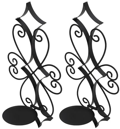 Generic Wandkerzenhalter-Set aus Eisen, Schwarzes Scroll-Design, Wandkerzenhalter-Set für das Wohnzimmer, Genericogcn67gp2i