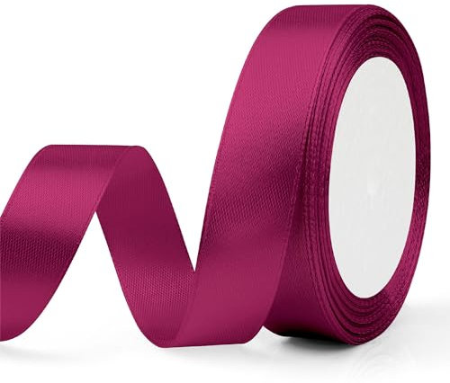 Geschenkband Rosa,Geschenkband,Geschenkband Hochzeit,Seidenband,Geschenkband Breit,Satinbänder, Schleifenband Rosa,Webband Zum Nähen,Party Hintergrunddekoration,Heißes Rosa 20mm x 22m 1 Stück
