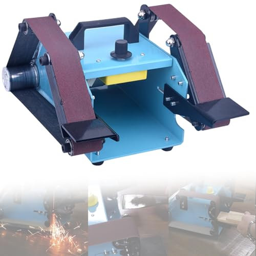 TAHALI Lijadora de Banda automática de 950W, lijadora eléctrica pulidora, Amoladora de Banda de Banco de Doble Extremo para Bordes/Madera