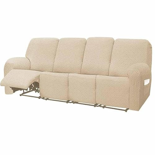 YWQJL Sesselschoner Sesselhusse 4 Seater Sesselbezug 10-Teilig Jacquard Stretch Sofa Überzug Mit Seitentaschen, Universal rutschfest Relax Sessel Überzug, Mit Elastisch Boden Abnehmbar(07)