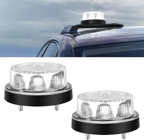 Biqing 2PCS Gyrophare LED 12V-24V, Rond Stroboscopique Signalement d'avertissement Lumières 2 Modes de Flash Strobe Beacon Light Pour Voiture Véhicule Camion Remorque Van (2, Blanc)