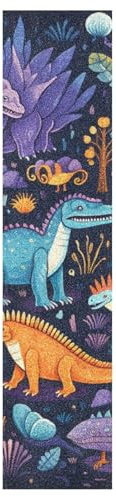 KAAVIYO Blaue Bunte Dinosaurier Muster Skateboard Griptape Rutschfest Selbstklebend Longboard Griptapes Aufkleber Griffband(9x33in,44x10in 1pcs)