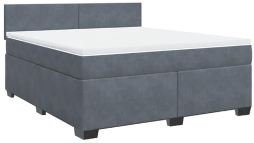 vidaXL Boxspringbett mit Matratze Dunkelgrau 180x200 cm Samt
