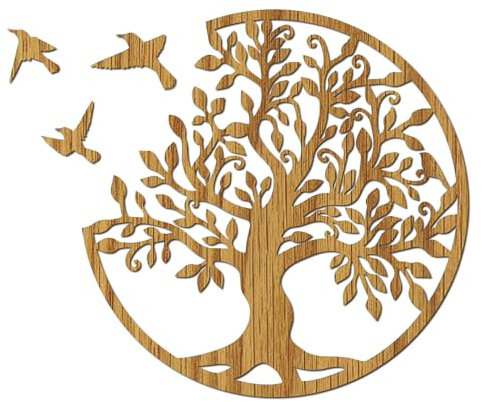 SENTOP HDF0504 Baum des Lebens, Geschnitztes Bild an der Wand aus Holzmaterial für den Innenraum, HolzKunst Dekor (Eiche, 160 cm)