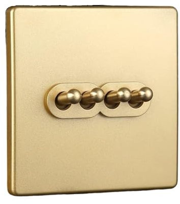 Kippschalter Lichtschalter, Schalter Antike 86 Typ Hebel Kippschalter Massive Kupfer 10A Wandschalter Handgefertigt Ein Offener Doppelbetrieb Kippschalter Licht(4 Gang)