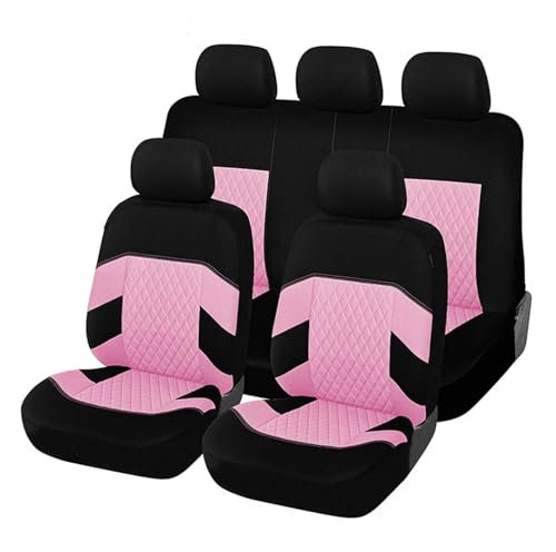 Valcla Auto Sitzbezüge für Ford Fiesta Mk6 2012-2017, Stoff Sitzbezug Schonbezüge Sets Vorne Hinten Atmungsaktiv Rutschfester, Auto Sitzkissenschutz Zubehör,F Pink